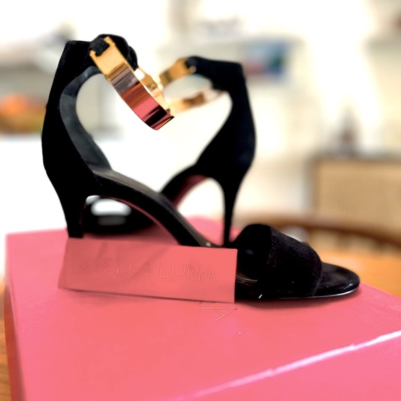 STELLA LUNA - Size 35 - Black Suede Golden Ankle Strap - In box - Picture 4 of 7